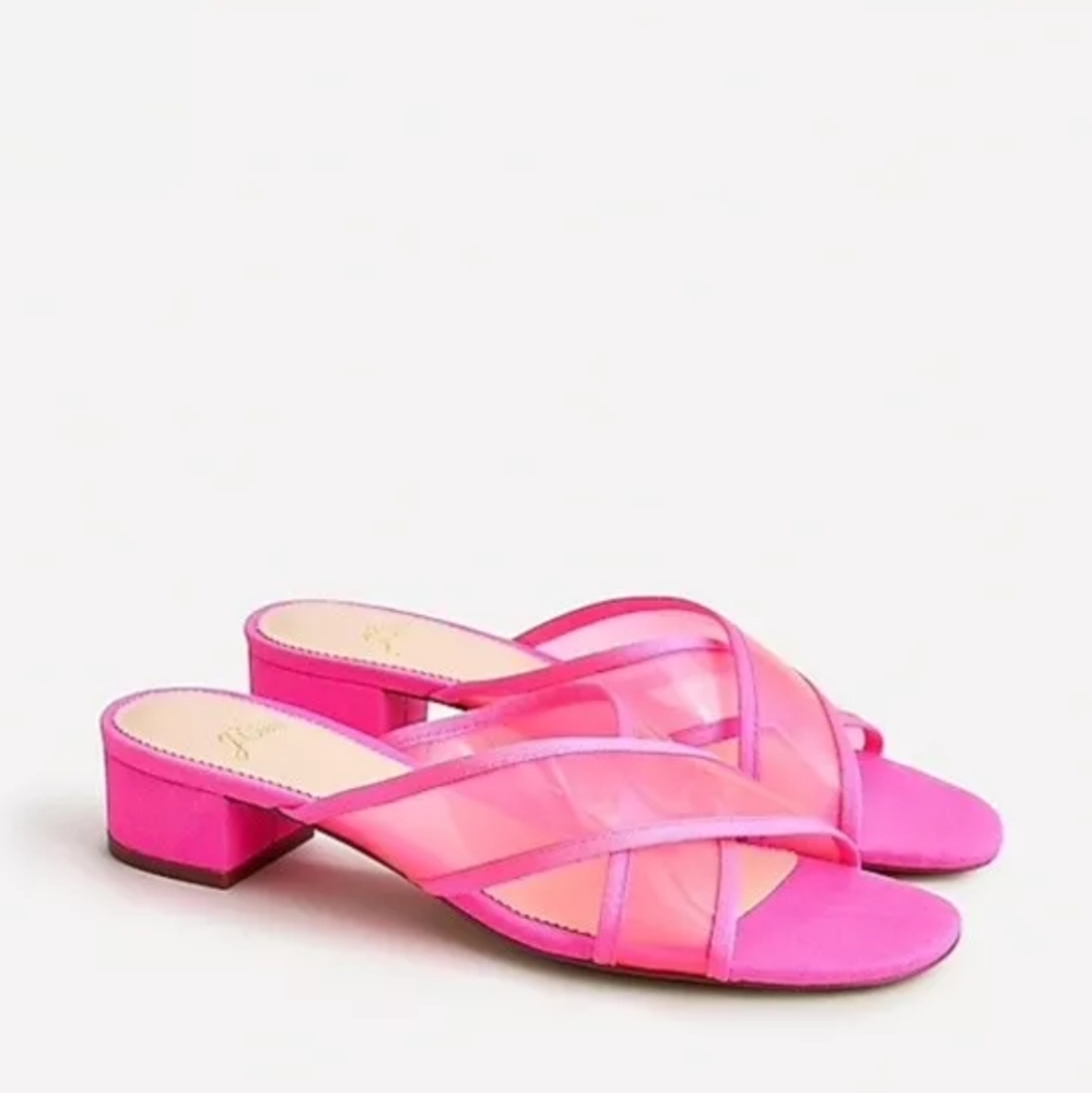 J. Crew Women's Florence Neon Pink Transparent Criss Cross Sandals